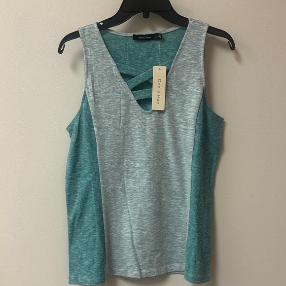 Doe & Rae Tops - Doe & Rae Teal and Gray Tank Top